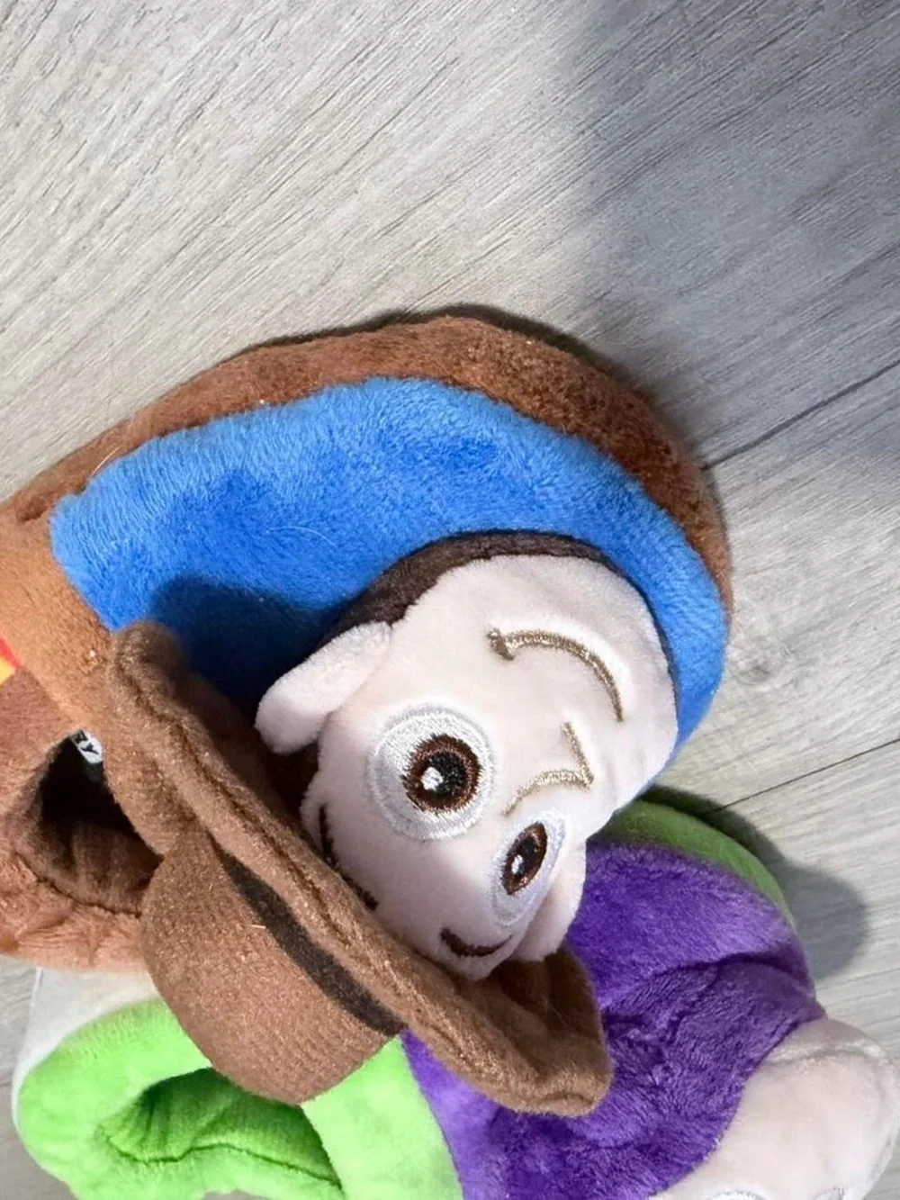 Kids Plush Character Slippers in Green, Purple & Blue